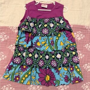 Hanna Andersson Purple and Green Floral Ruffle Tank